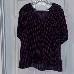 Banana Republic Red and Blue Flutter Sleeve Blouse